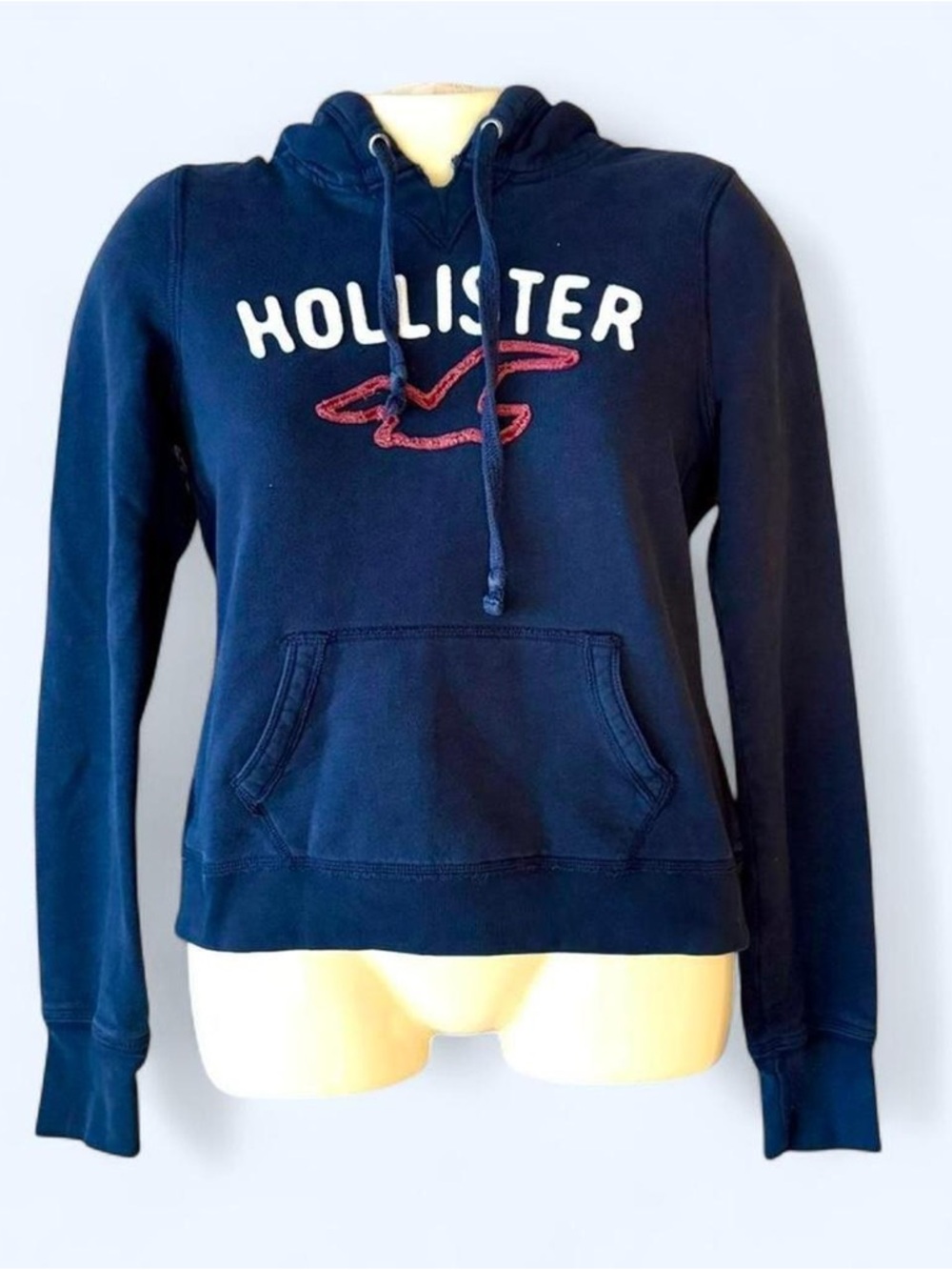 Hollister Navy Pullover Hoodie with Contrast Logo